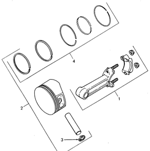 Piston And Rod Diagram and Parts List for 1860 800000-821059-140661100-141661100 Cub Cadet Lawn Tractor
